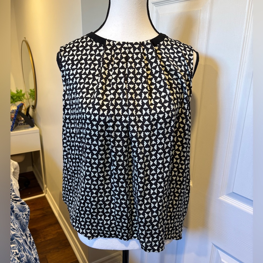 Max Volmáry 100% Silk Black White Geometric Blouse Germany Size 10